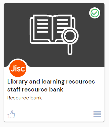 screenshot of the library and learning resources staff resource bank card