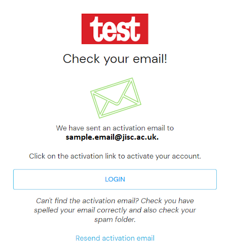 screenshot of the confirmation message you receive to confirm you&#x27;re account has been created