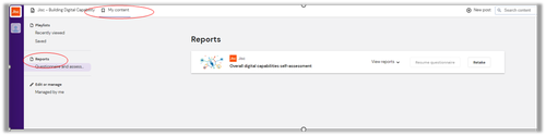 screen shot showing &#x27;my content&#x27; page with &#x27;reports&#x27; hightlighted