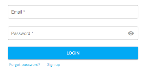 screenshot of the login page where you add your email and user password