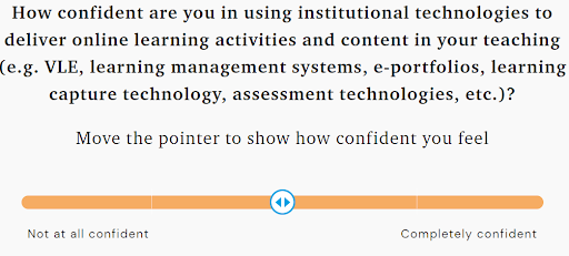 screenshot of a slide bar question from the explore your overall digital capabilities question set