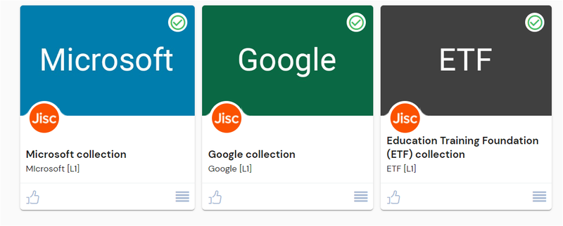 screenshot of the publisher collection resource playlists: Microsoft, Google collection and ETF
