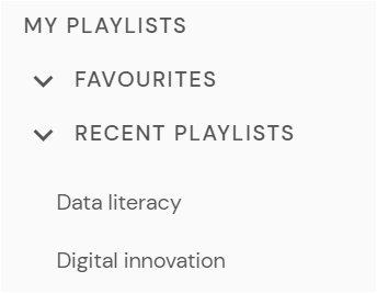 screenshot of the my playlist and favourites features located on the discovery tool dashboard