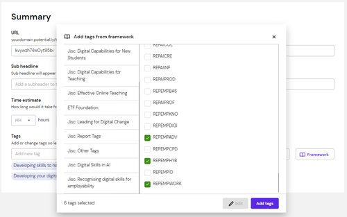 report tags UX